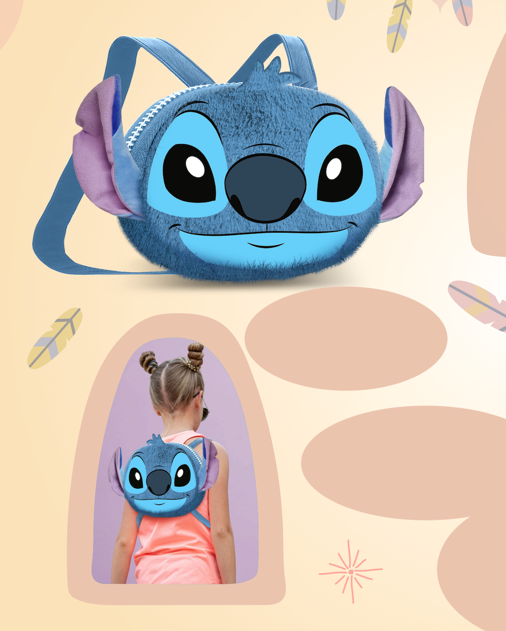 STITCH - Love - Mini Heady Fur Backpack '25x20x15cm'