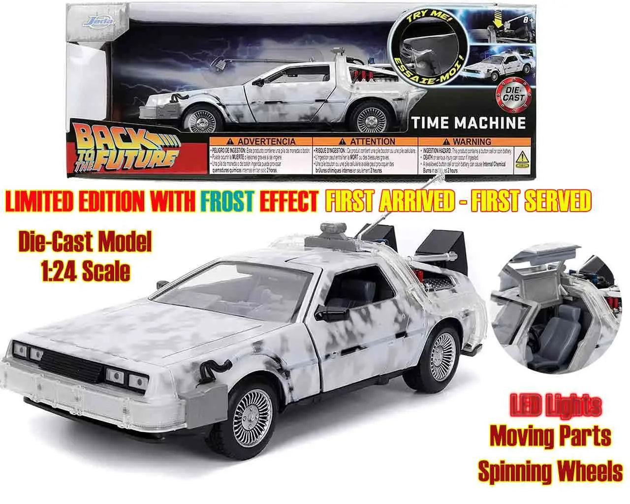 BACK TO THE FUTURE PART I 1982 DELOREAN FROST EFFECT 1/24 DIE-CAST MODEL LIMITED EDITION