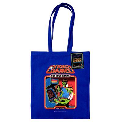 STEVEN RHODES VIDEO GAMES ROT YOUR BRAIN TOTE BAG