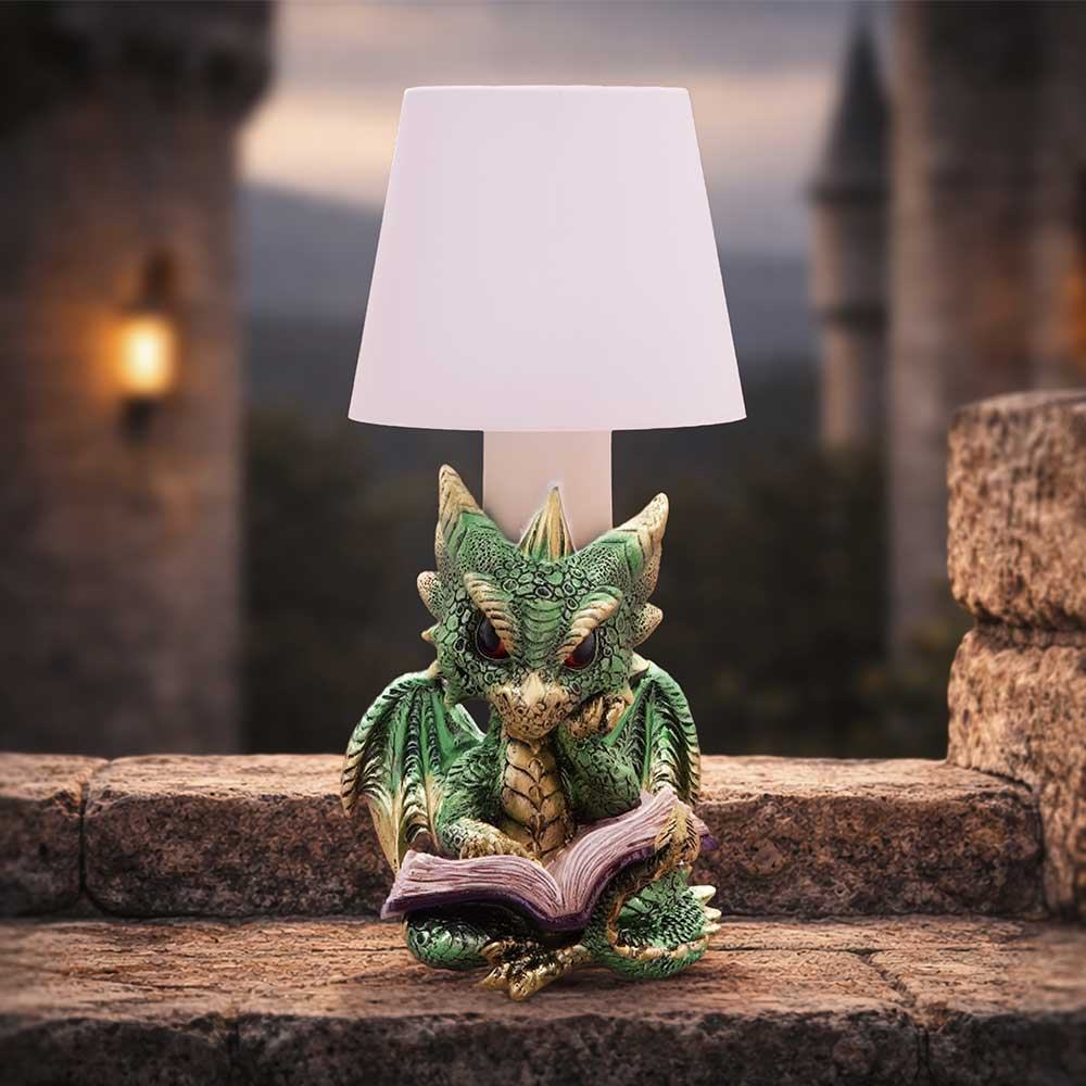 GREEN BOOK DRAGON LAMP