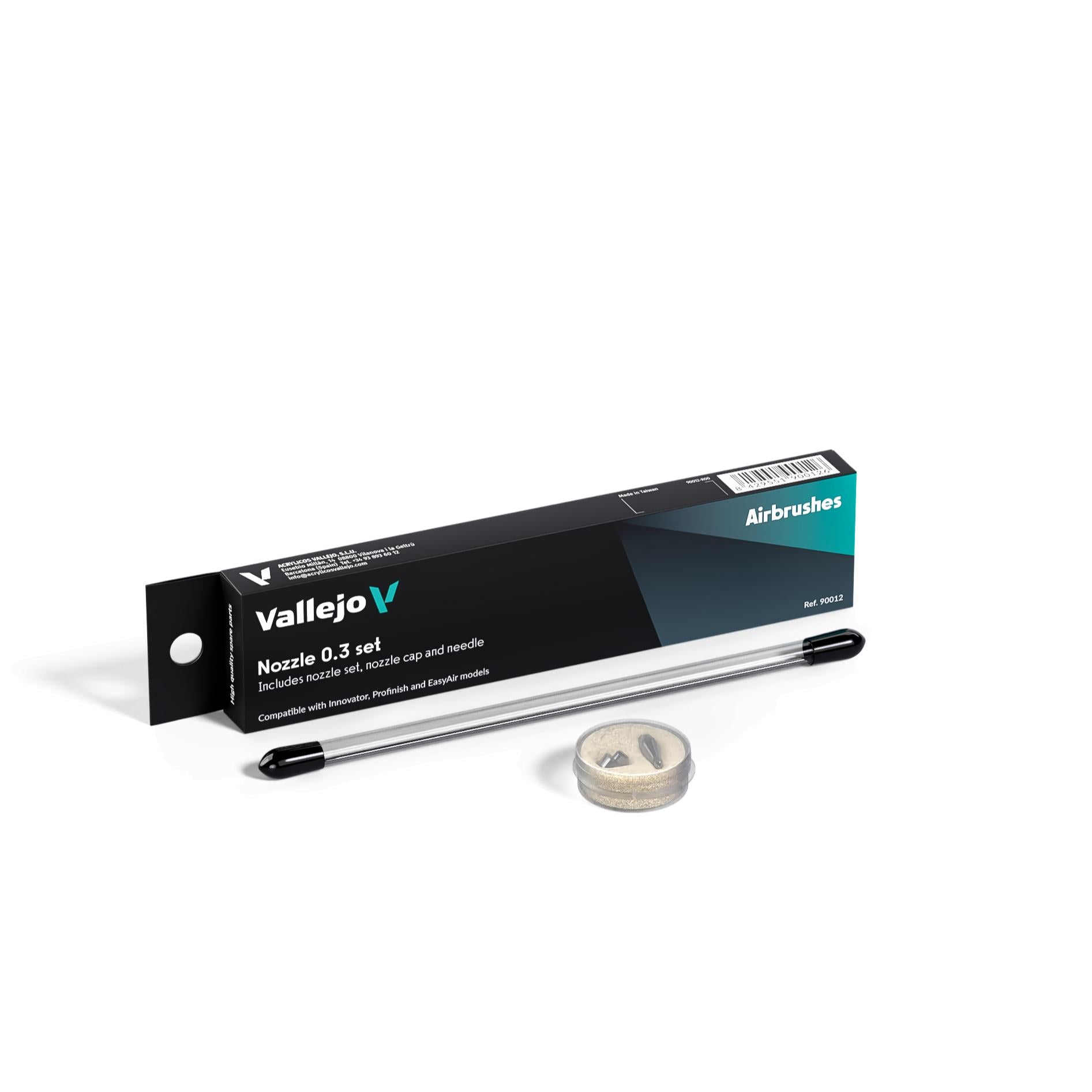 AIRBRUSH PARTS 90012 0.3 COMPLETE NEEDLE + NOZZLE/NEEDLE CAP SET INNOVATOR PROFINISH & EASYAIR