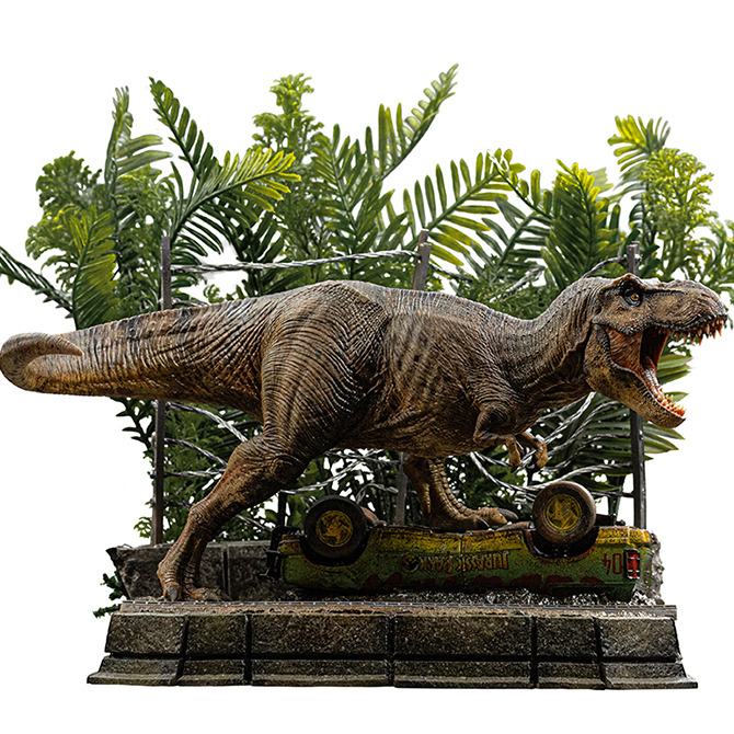 JURASSIC PARK ICONS T-REX BREAKOUT SET A STATUE