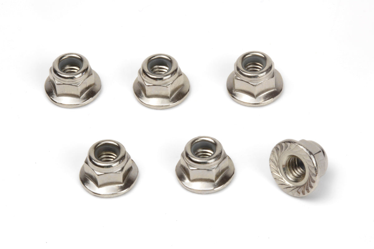 M4 Flanged Lock Nuts (6pcs)