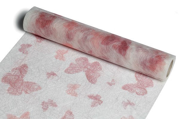 Dekorationsvæv m/sommerfugle pink 30cmx5m