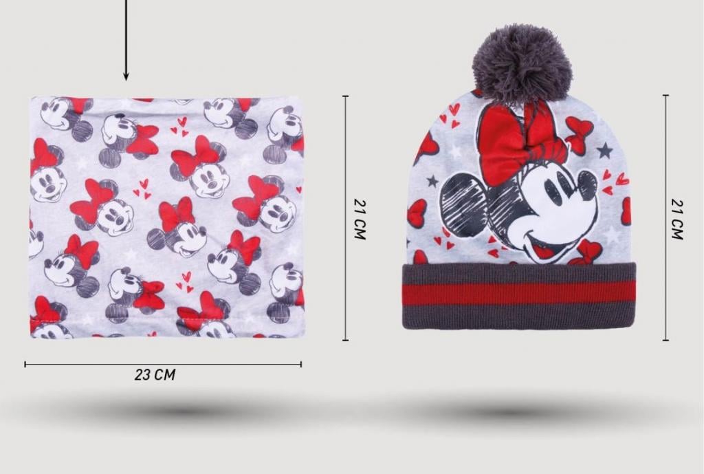 MINNIE - Set Pompon Beanie + Gloves + Neckwarmer- 3Pc Kids