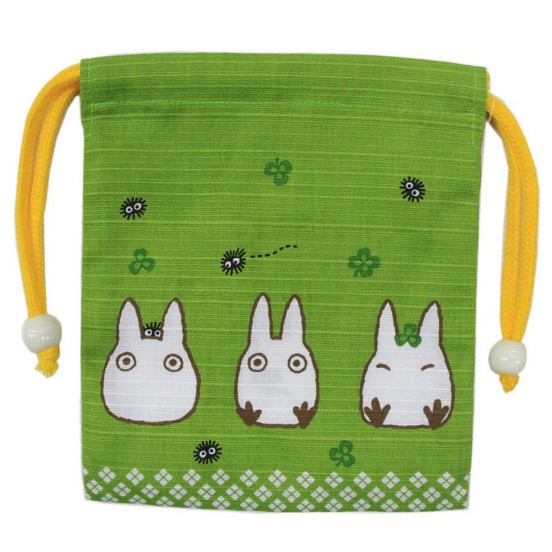 MY NEIGHBOR TOTORO - White Totoro - Green Cloth Bag 14x17cm