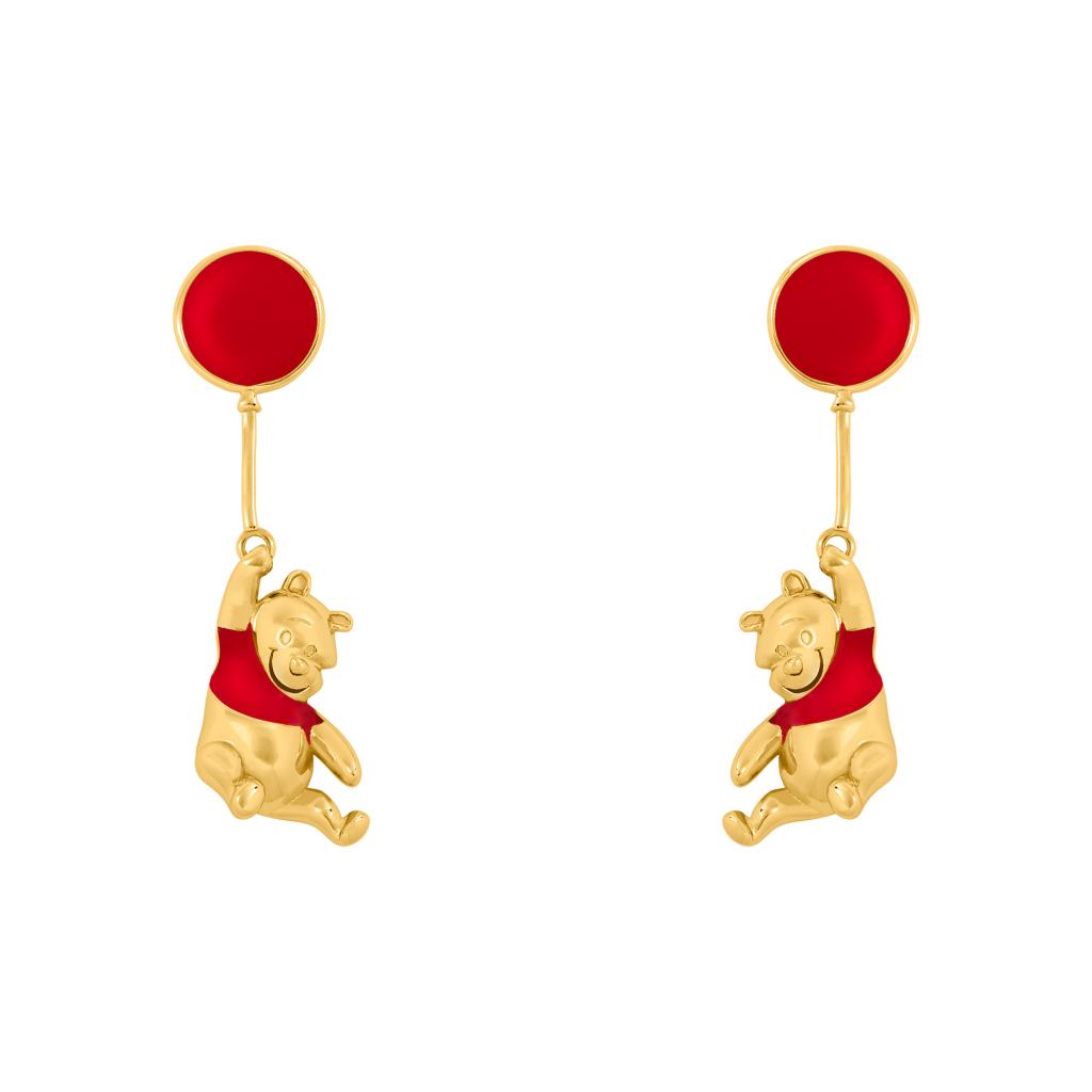 WINNIE THE POOH - Pair of Drop Earrings - Brass Plated