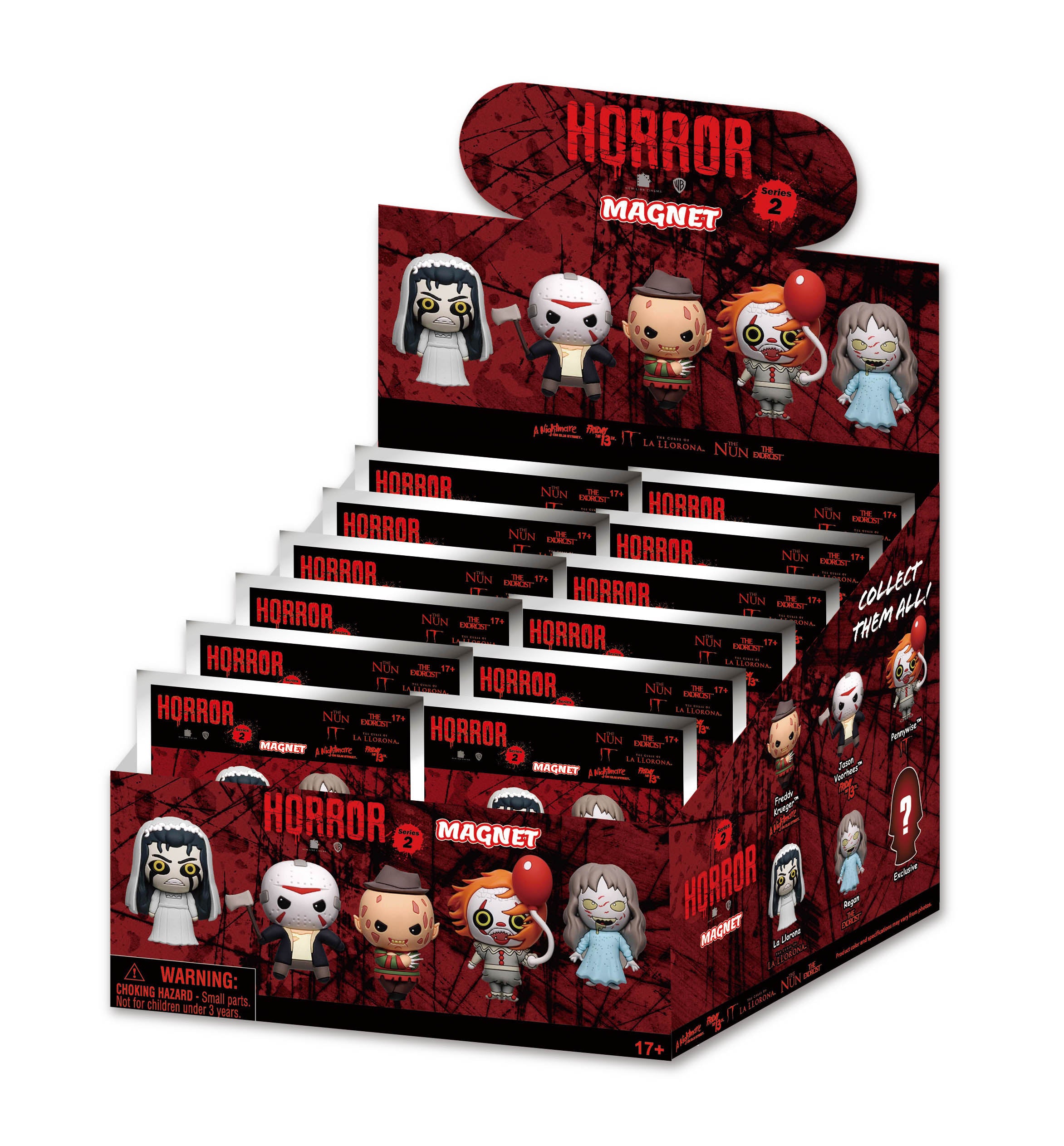 WB HORRORS - Series 2 - 3D Foam Magnets in blind bags (Display 12 Pcs)