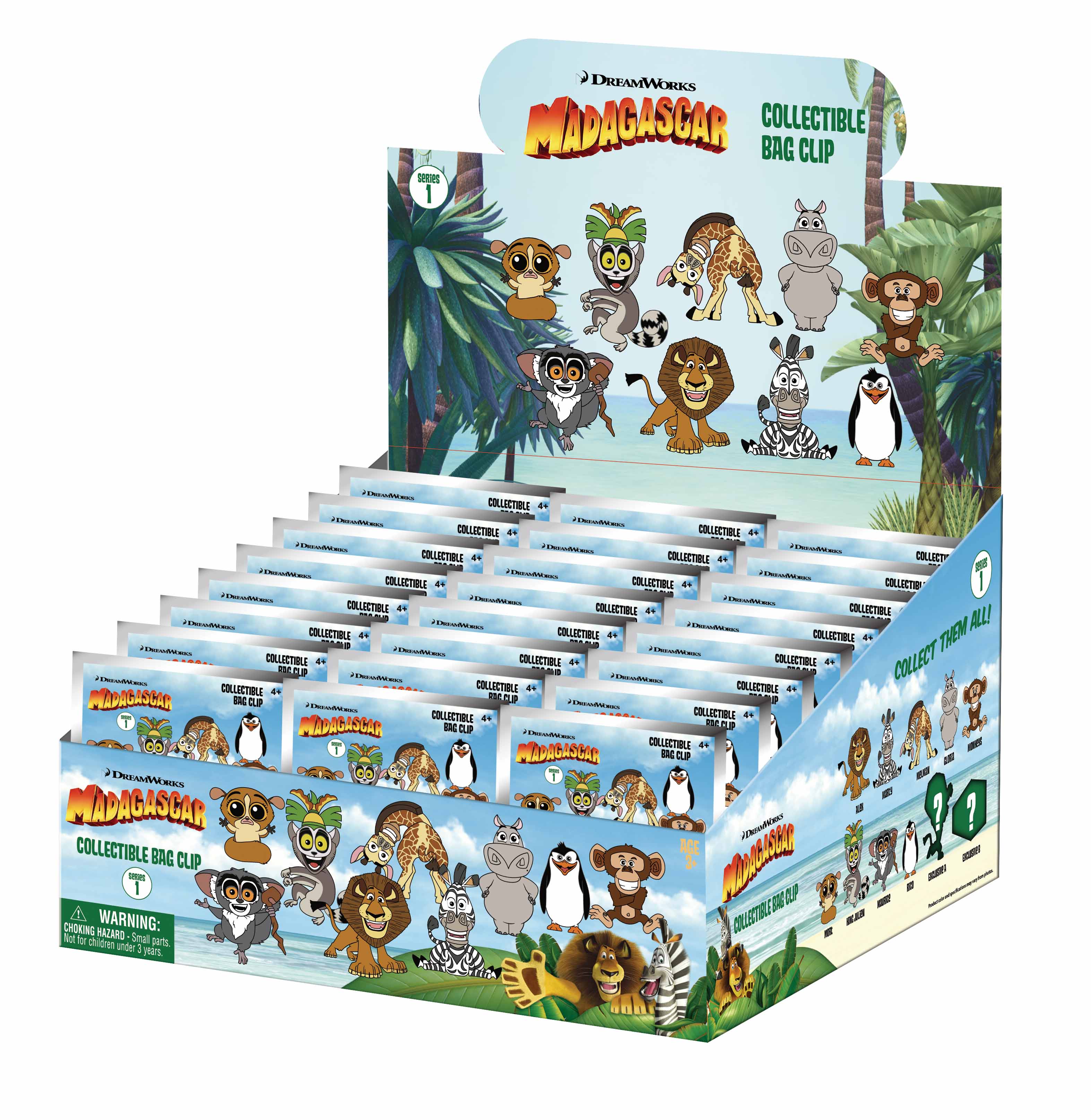 MADAGASCAR - Series 1 - 3D Foam Bag Clip (Display 24 Pcs)