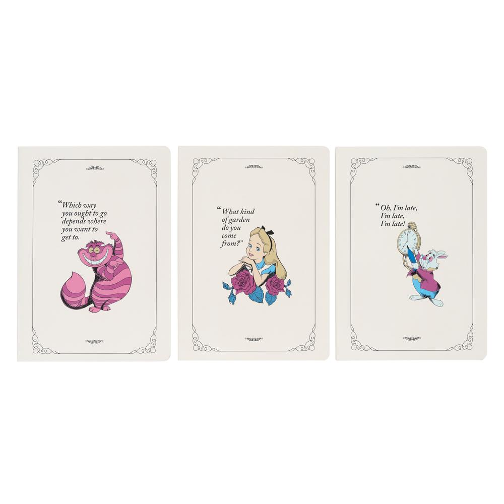 ALICE IN WONDERLAND - 3 Pack of Notebooks - Size A5