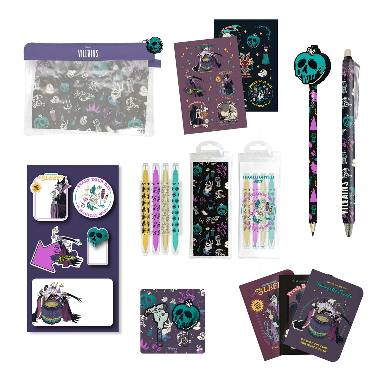 DISNEY - Villains - Briefpapier-Set mit 3 A6-Notizbüchern - 10-tlg.