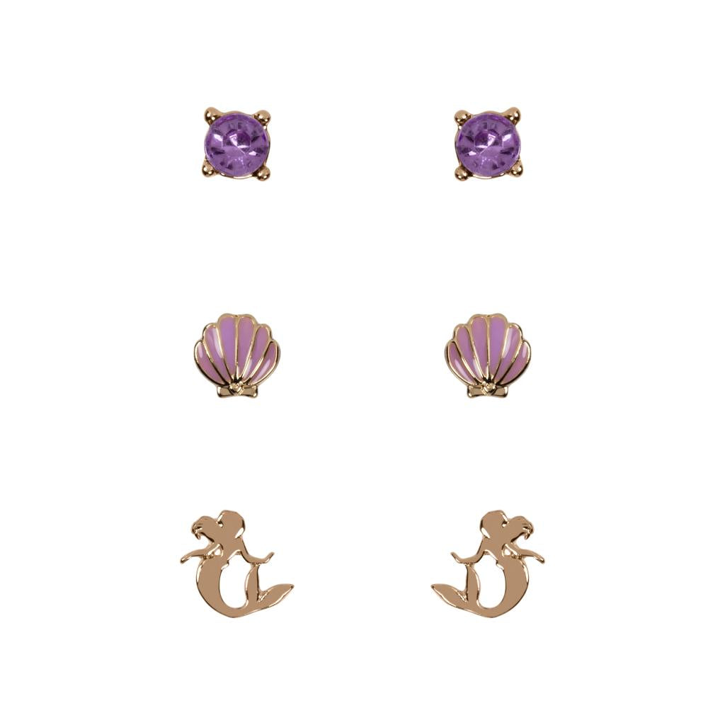 THE LITTLE MERMAID - 3 Pairs of Studs Earrings