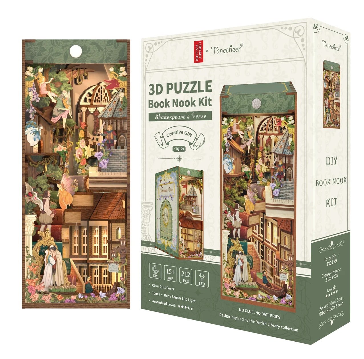 BOOK NOOK KIT - DIY- Shakespeare's Verse - 212pcs + LED Light