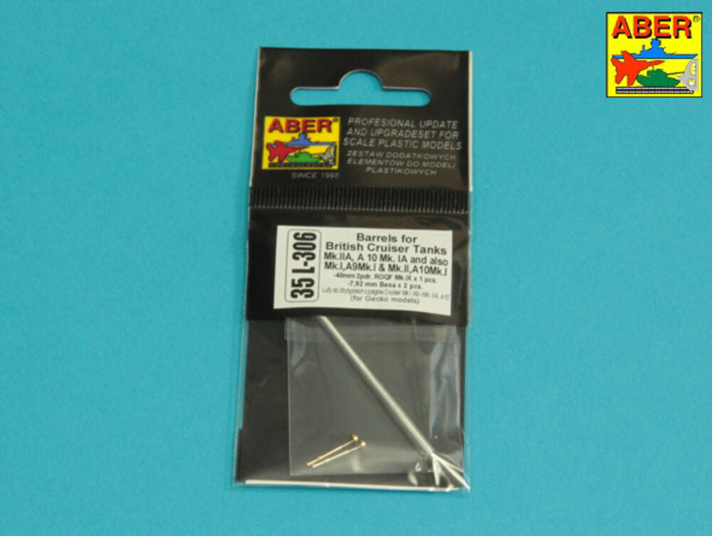 Barrels for BritishCruiser Tanks Mk.IIA, A10 Mk.IA and also Mk.I A9 40mm 2pdr. + 2pcs. Besa MG
