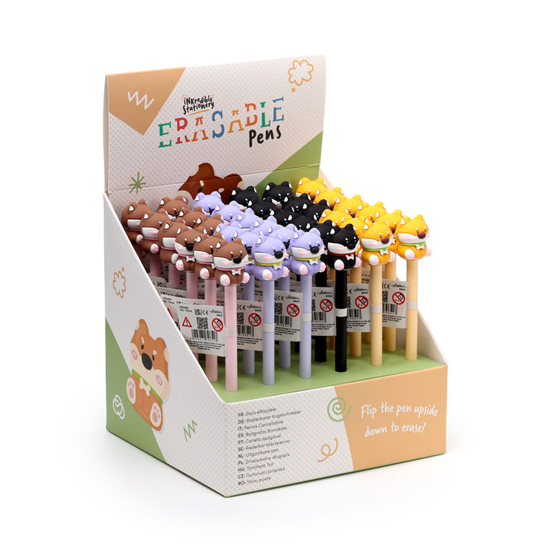 KAWAII - Puppies - Head Topper Erasable Gel Pen (Display of 36 pcs)