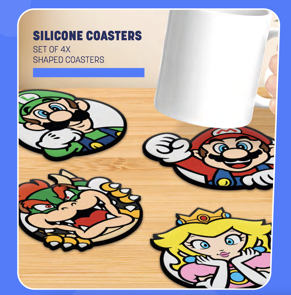SUPER MARIO - Set of 4 Silicone Coasters