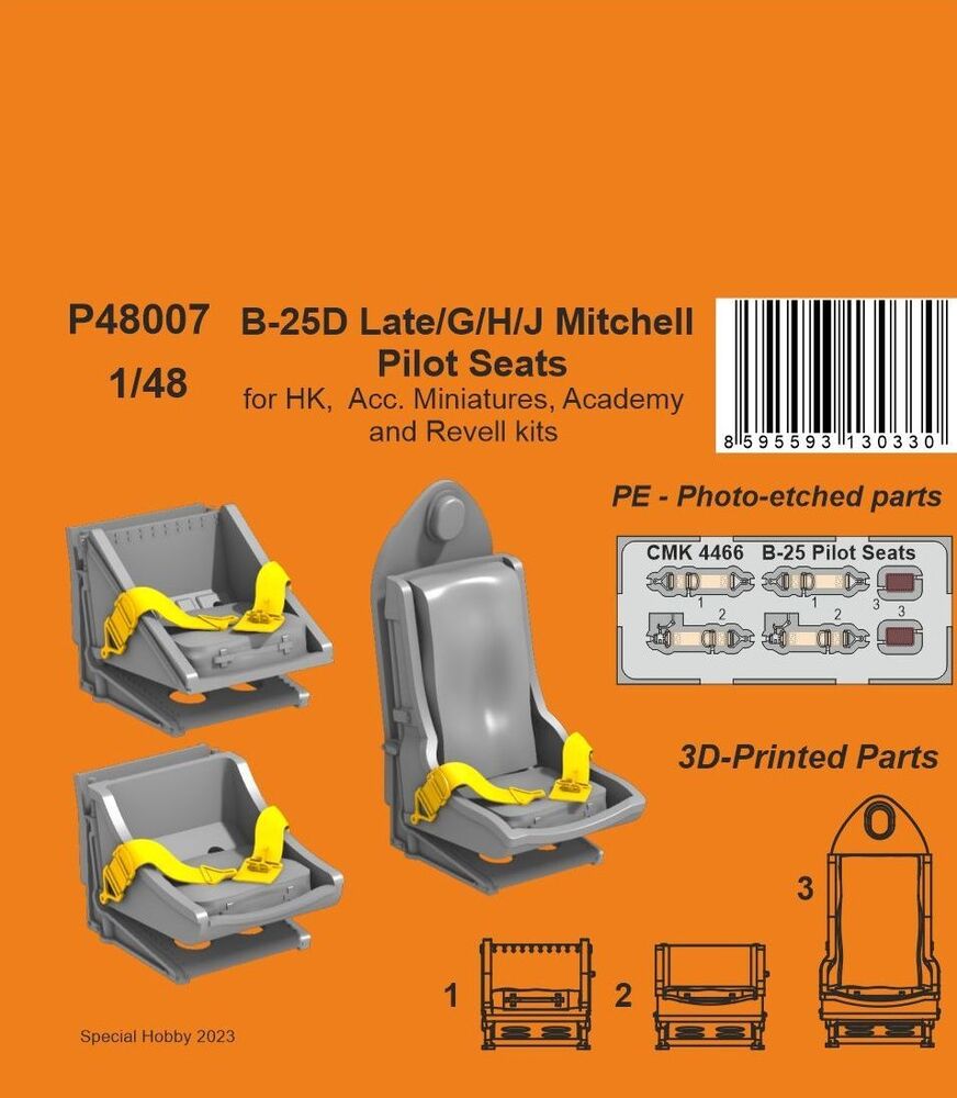 B-25D Late/G/H/J Mitchell Pilot Seats 1/48 / for HK, Acc. Miniatures, Academy and Revell kits