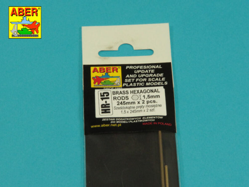 Brass hexagonal rods 1,5mm length 245mm x2 pcs.