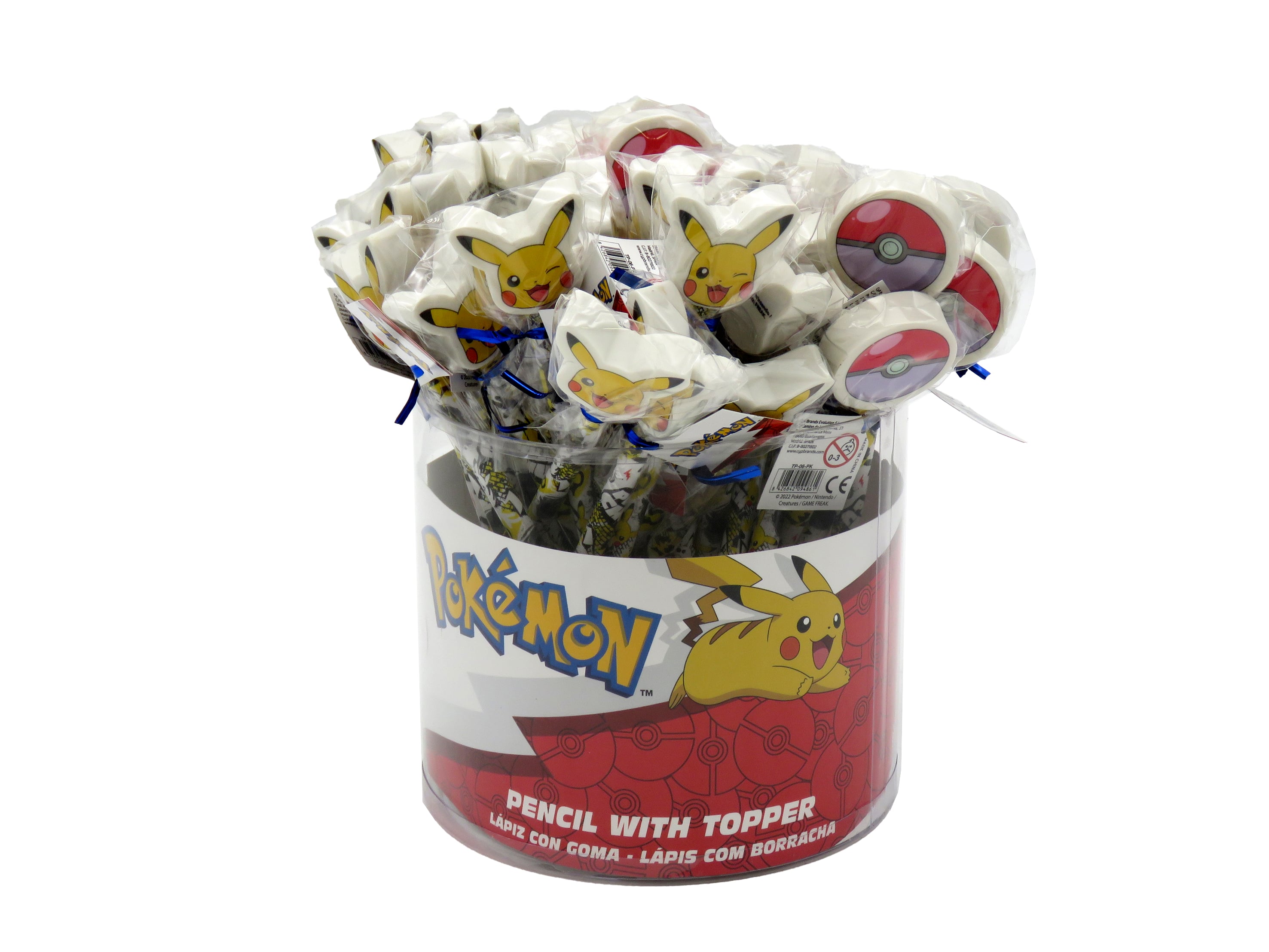 POKEMON - Pikachu & Pokeball - Display of 36Pencils with Eraser Topper