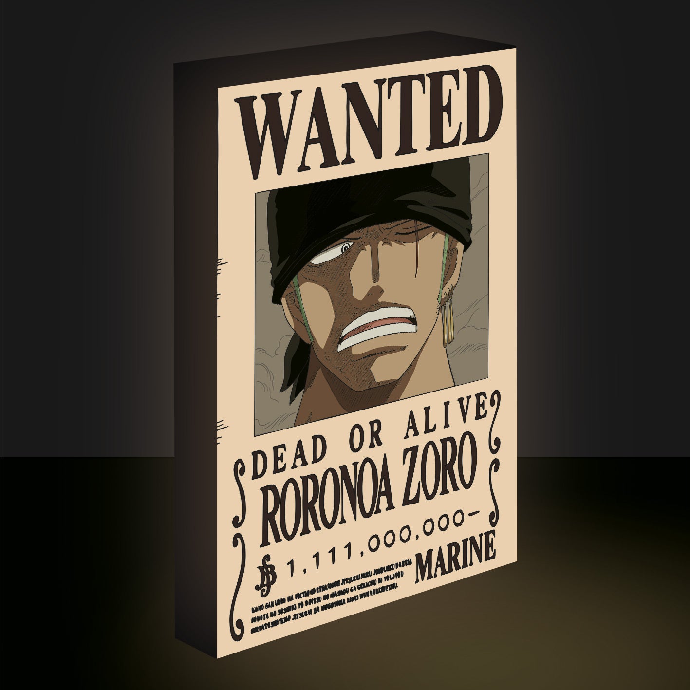 ONE PIECE - Zoro Wanted - Light Canvas 40X30 Cm