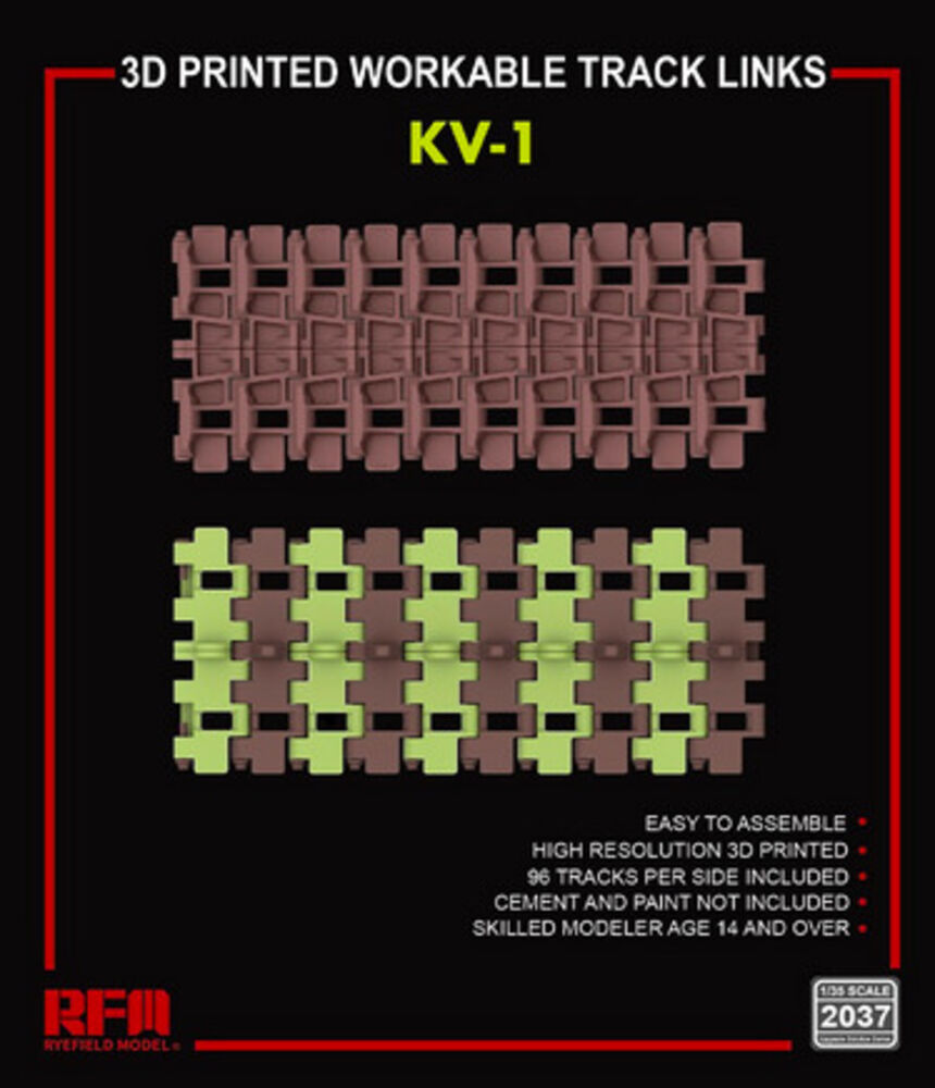 3D printed Workable track links for KV-1