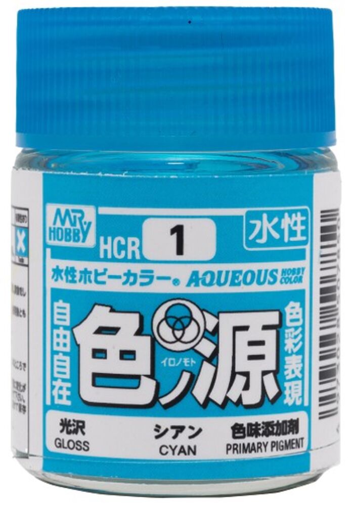 Mr Hobby -Gunze Aqueous Hobby Colors (18 ml) Primary Color Pigment Cyan