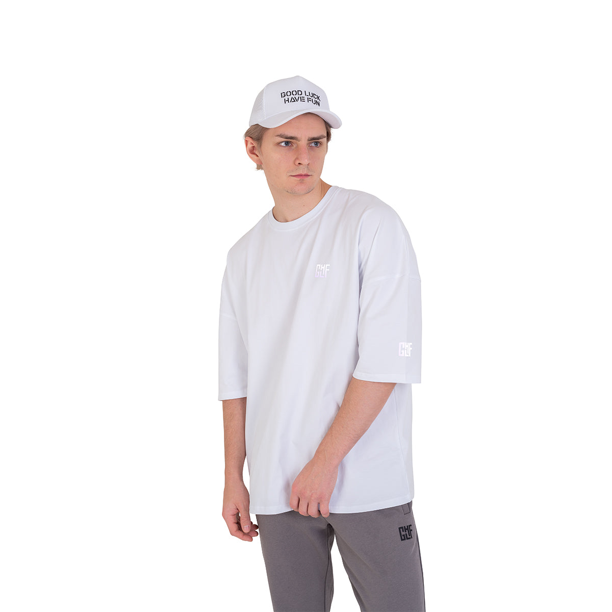 FragON - Holografic Logo Oversize T-shirt White, S/M
