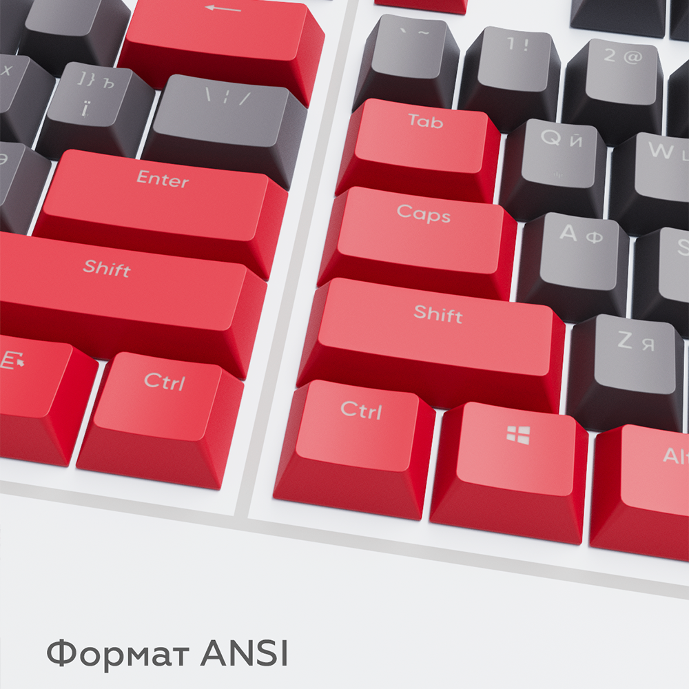 Dark Project KS-42 Keycaps PBT, ENG/RU/UA, Gray / Red