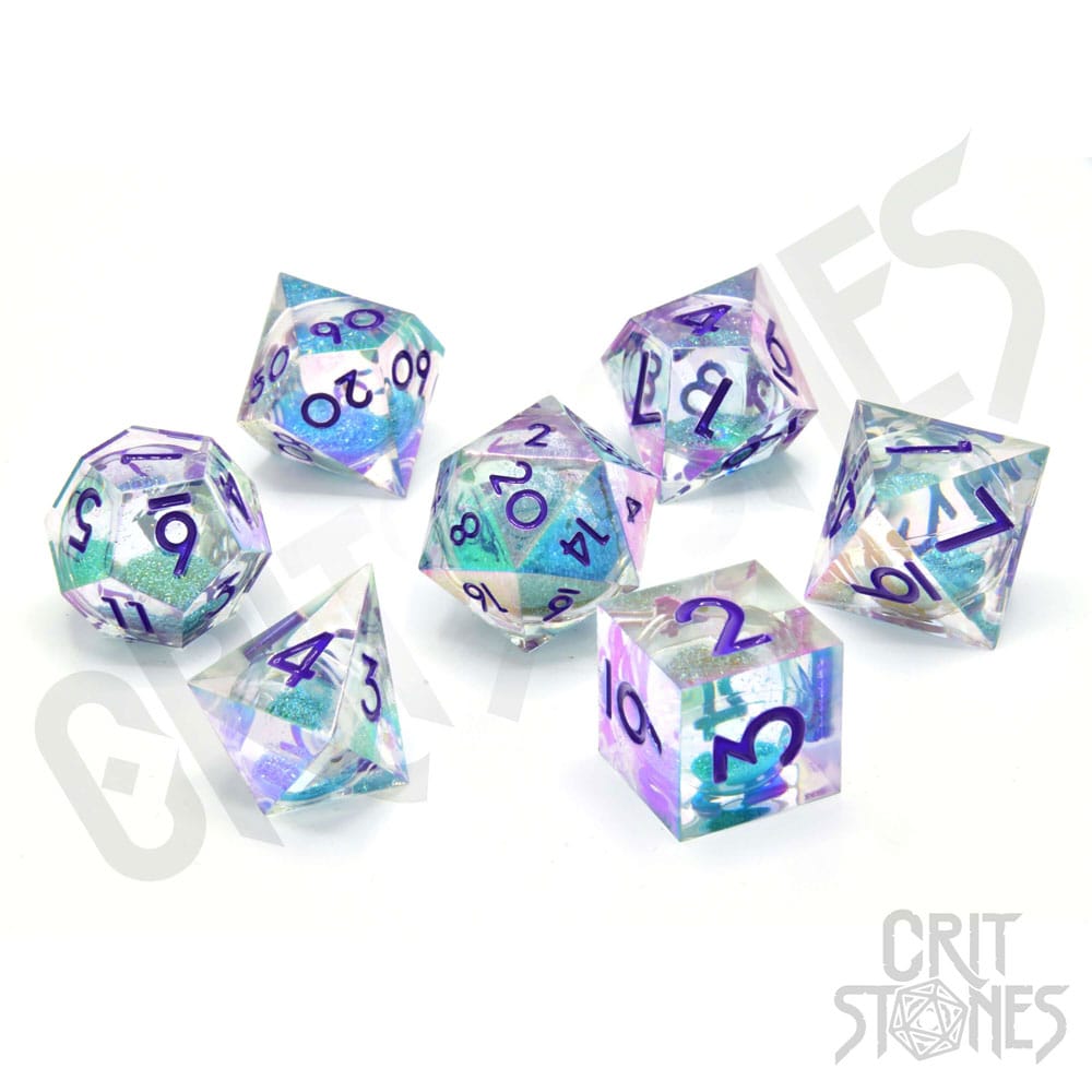 CritStones Liquid Core Dice Set Fantasia Fluid Electroplated (7)