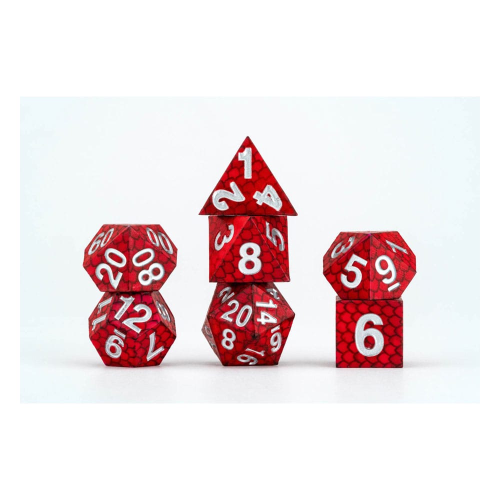 Dragon Storm Sharp Edge Silicone Dice Set Red Dragon Scales (7)