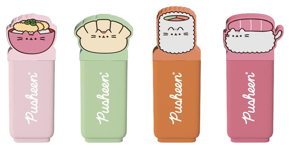 Pusheen Highlighters with Topper Sushi Roll Set of 4