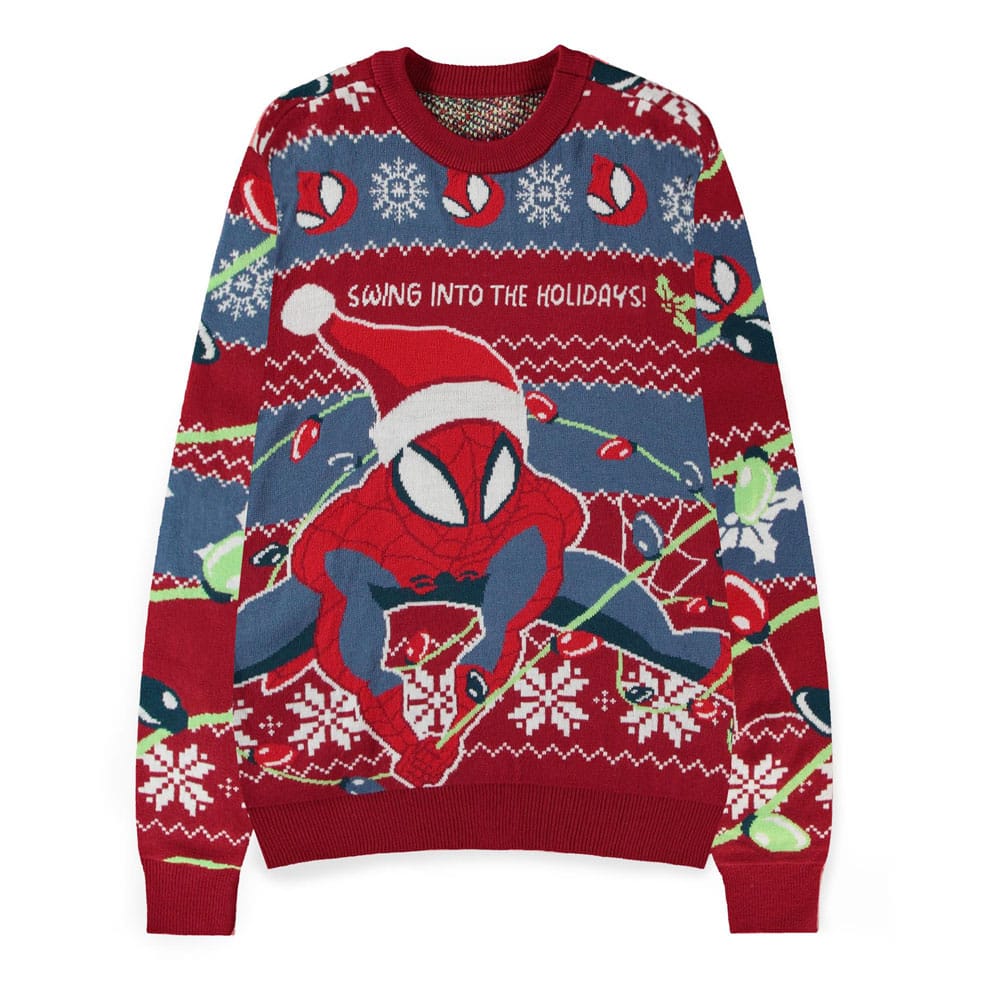 Spider-Man Sweater Swing into the Holidays (Christmas Jumper) Size XL