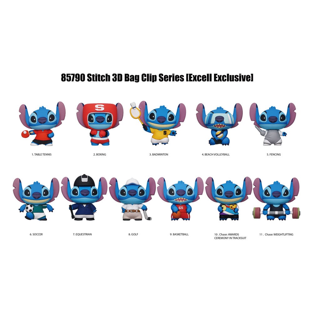 Lilo & Stitch 3D PVC Bag Clips Series 1 Sport Display (24)