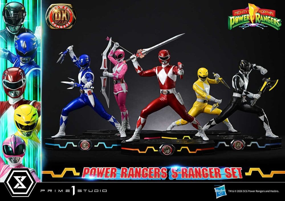 Mighty Morphin Power Rangers Premium Masterline Set of 5 Statues 1/4 Deluxe Bonus Version 62 cm