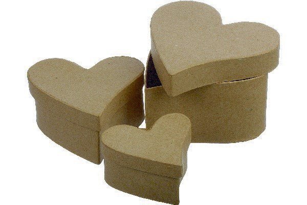 Pap buet hjerter 3ass.(13,5x15,5cm-9x10,5cm)