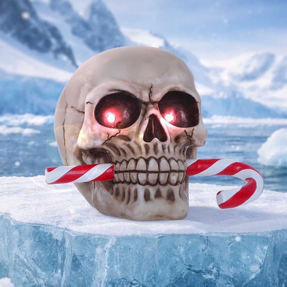 FROSTBITE CANDY CANE LED SKULL FIGURE