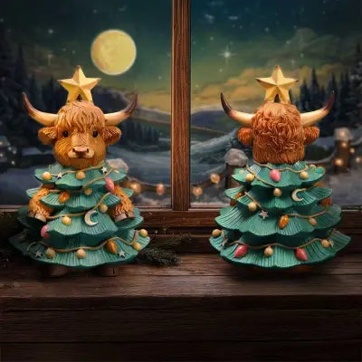 WINTER HIGHLAND COW CHRISTMAS TREE FIGURE