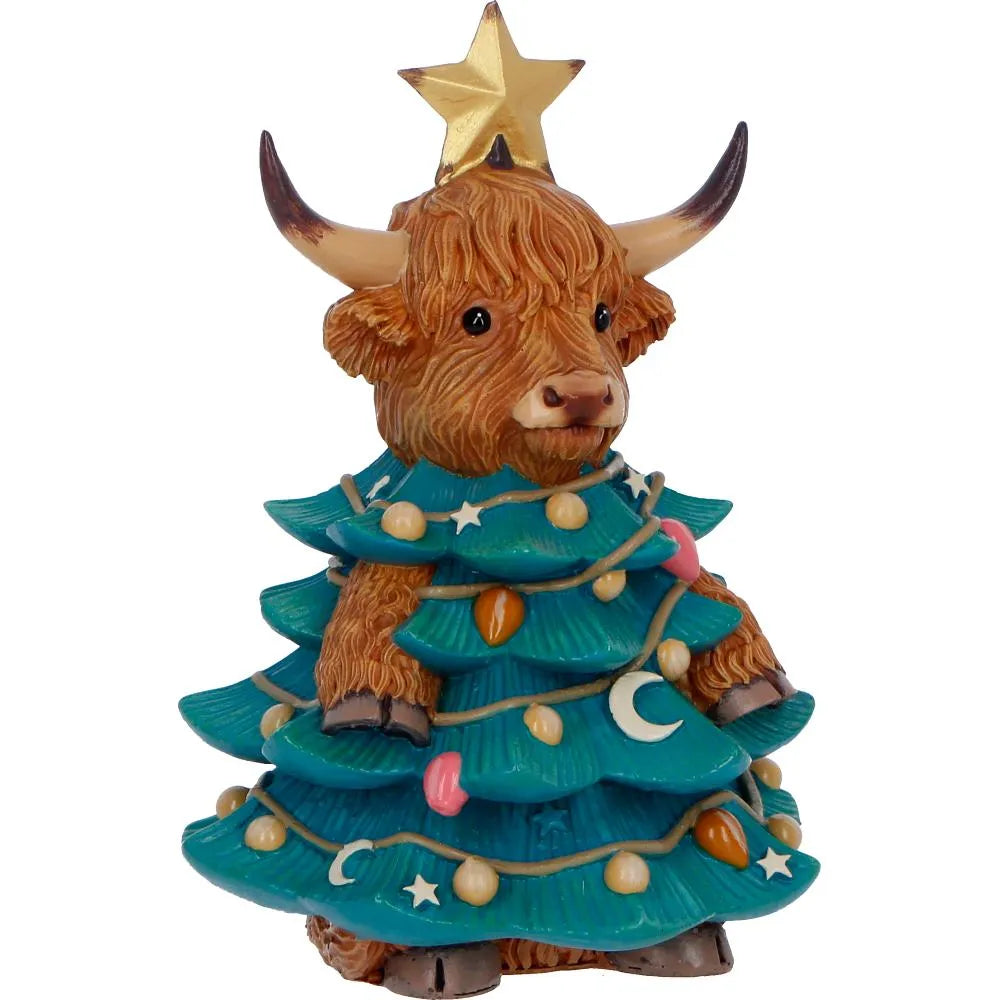 WINTER HIGHLAND COW CHRISTMAS TREE FIGURE