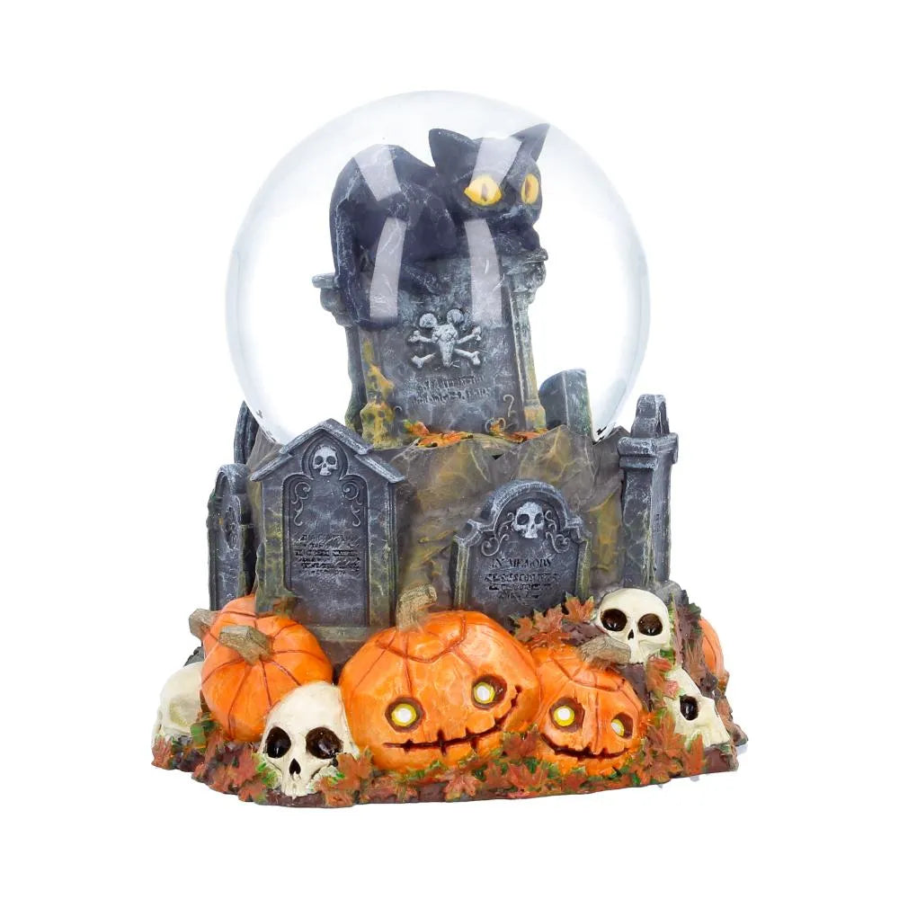 PUMPKIN PATCH HALLOWEEN CAT SNOW GLOBE