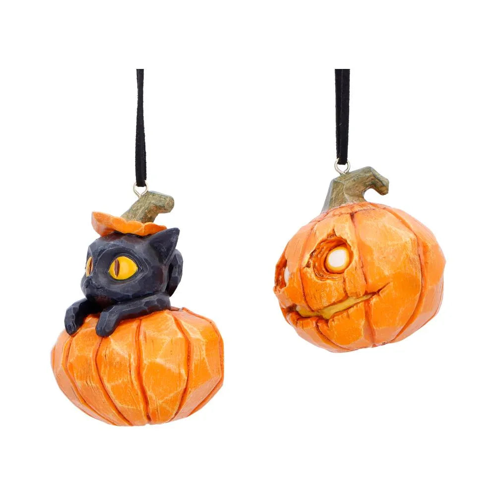 PUMPKIN & PATCH HANGING ORNAMENTS SET (2)
