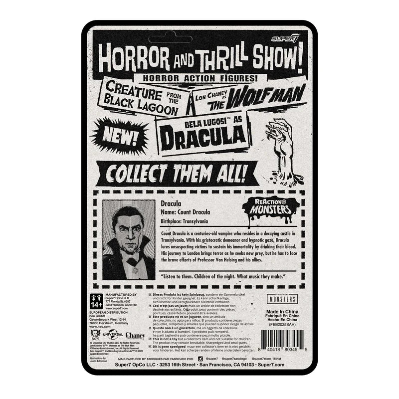 UNIVERSAL MONSTERS WAVE 01 DRACULA REACTION+  ACTION FIGURE