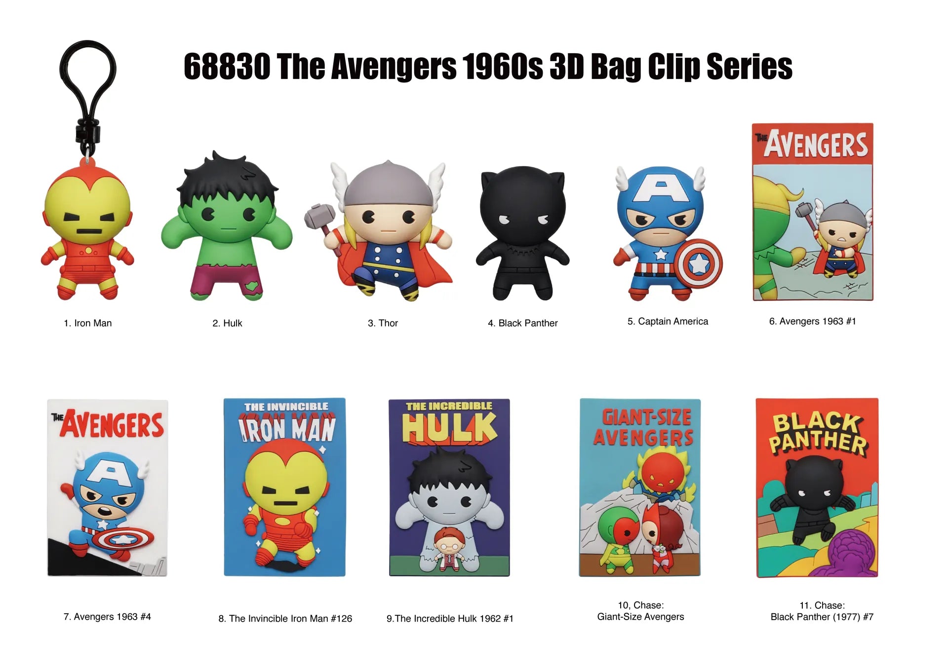 AVENGERS 60TH COMIC COVERS BAG CLIP BLIND BOX DISPLAY (24)