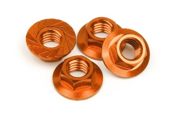 Serrated Flange Nut M4 (Orange/4Pcs)