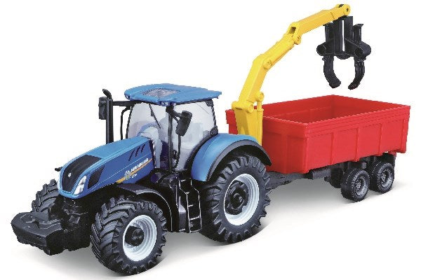 Tractor w/combination trailer N.H T7.615 10cm blue