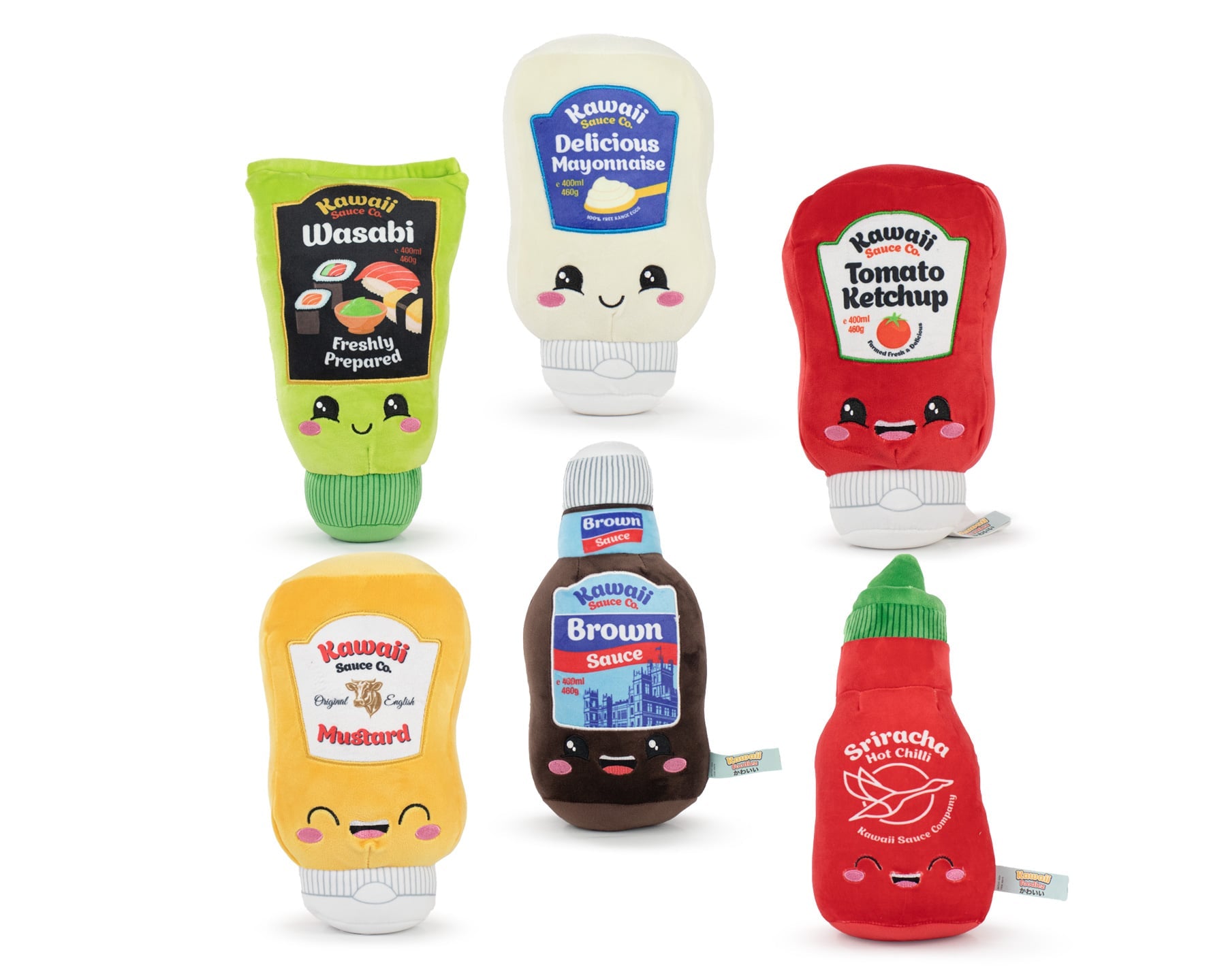 KAWAII - Sauces  - Assortment of 6 Plushs 6 Models - 27cm