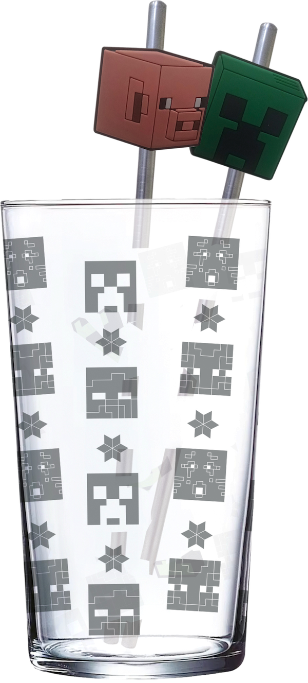 MINECRAFT - Set of Premium XXL Glass 16oz + Twin Metal Straw