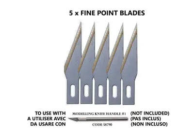 FINE POINT BLADES (5) FOR NO.1 HANDLE