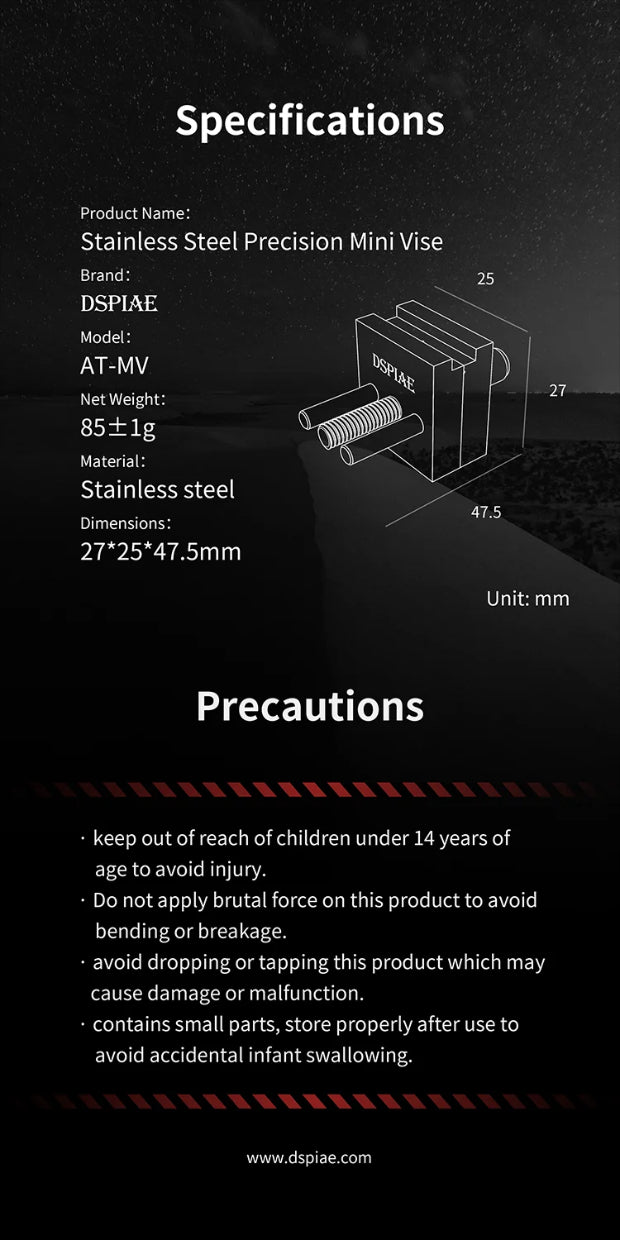 DSPIAE AT-MV Stainless Steel Precision Mini Vise