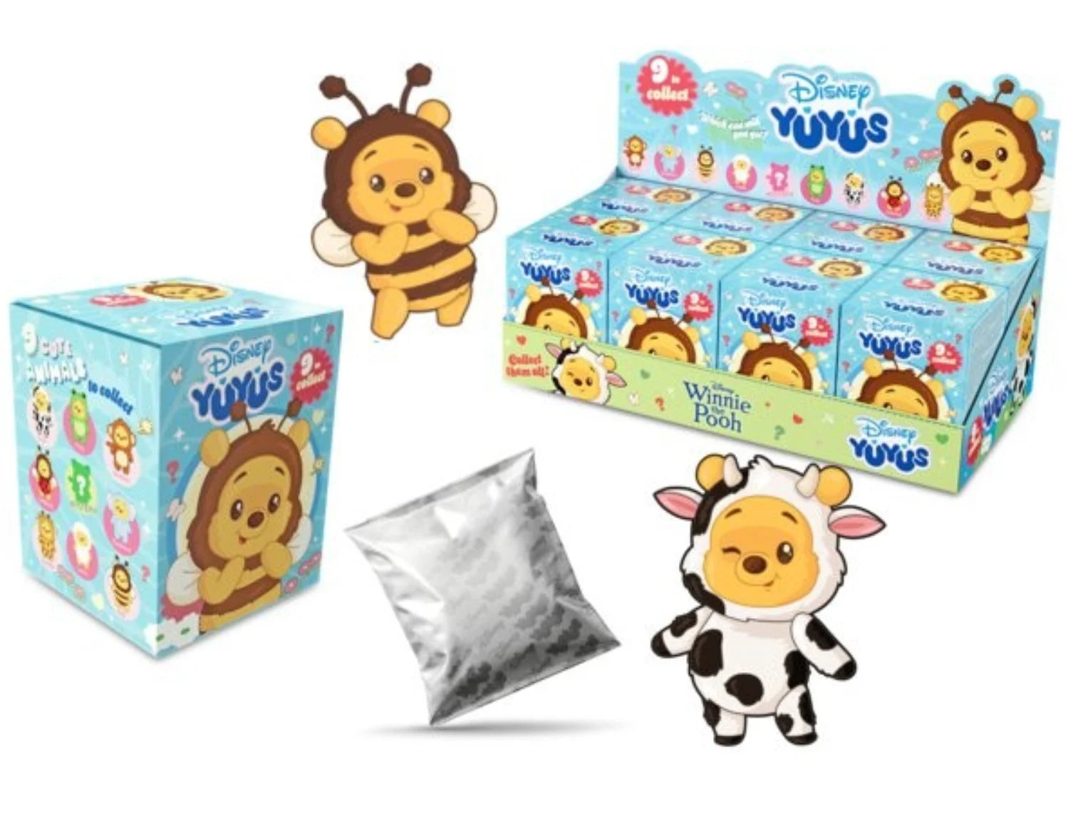 WINNIE THE POOH - Display of 8 Keychains YUYUS 12cm - 8 Models