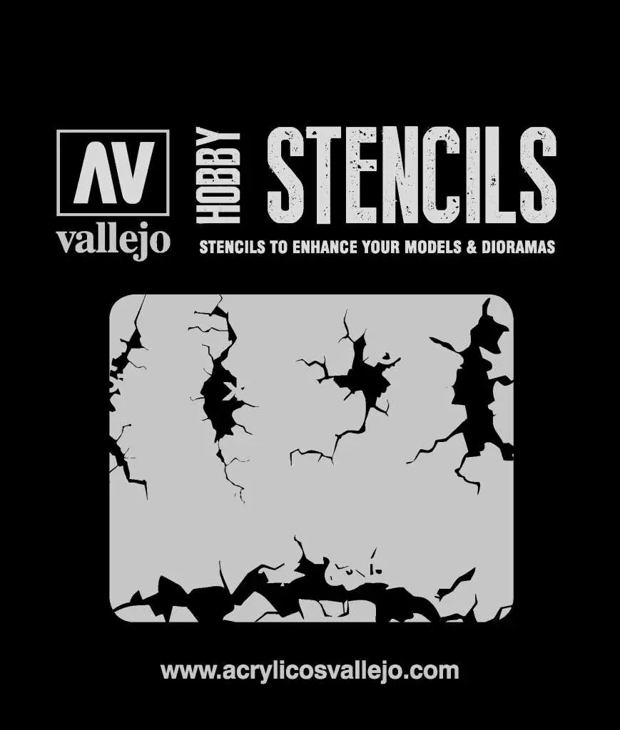 STENCIL STTX001 CRACKED WALL